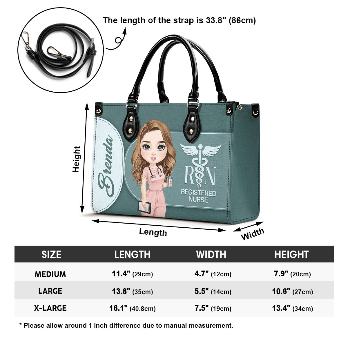 Gracefully Nursing - Personalized Custom Leather Handbag