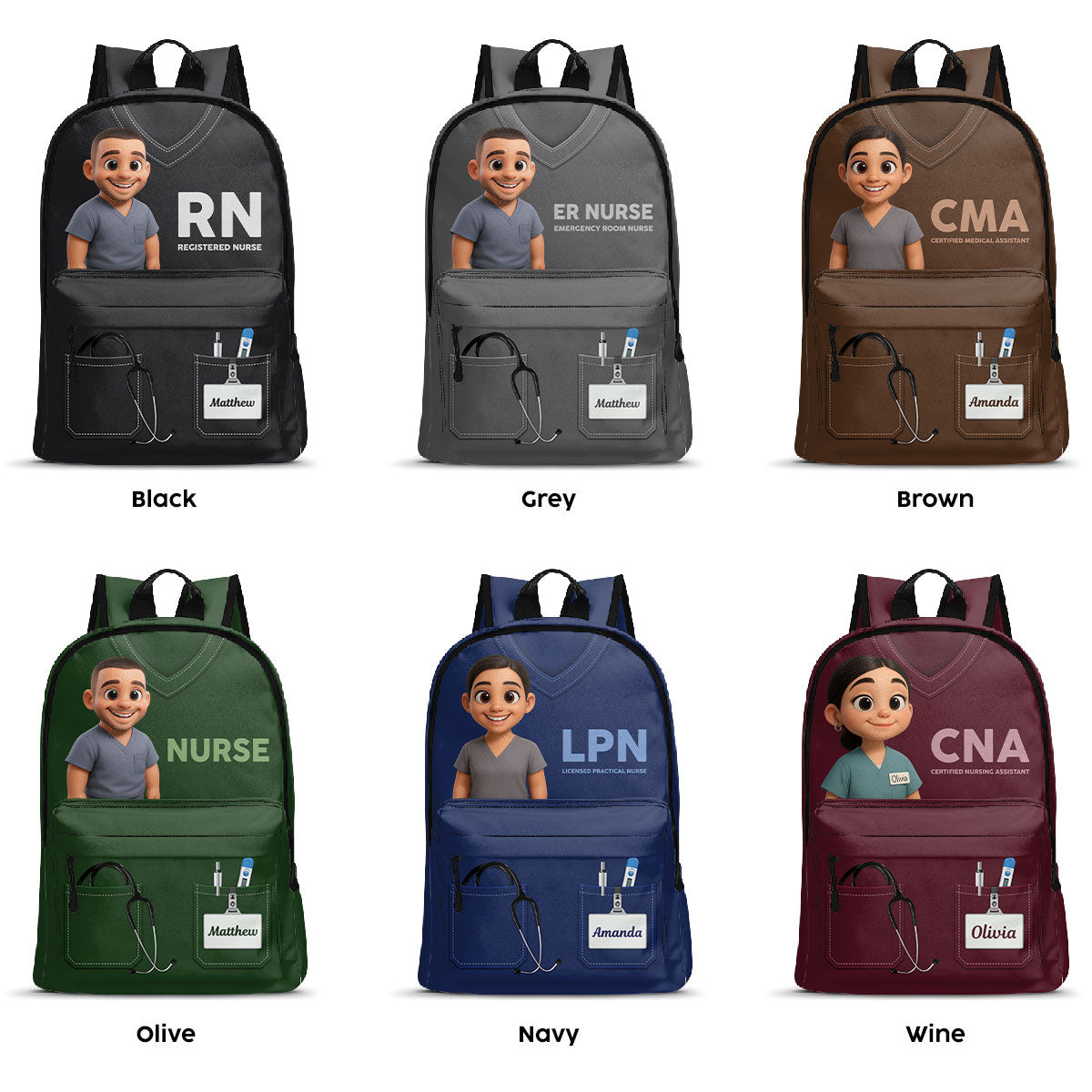Nurse Scrubs Life Cartoon - Personalized Backpack