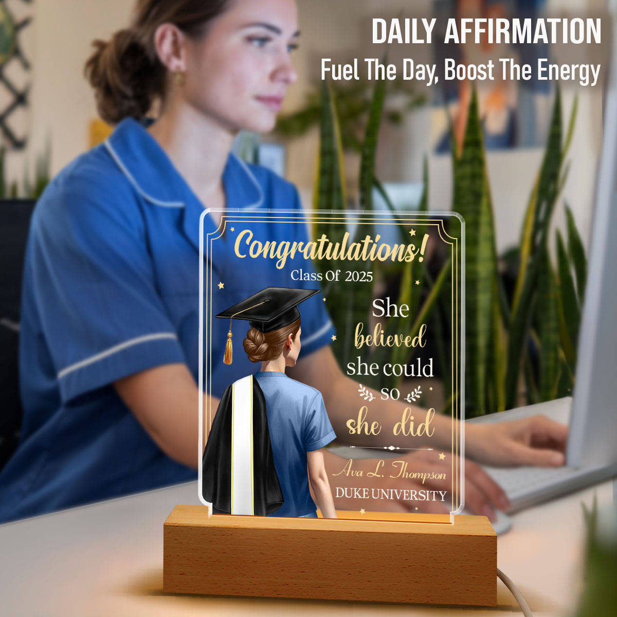 She Believed She Could - Personalized LED Light