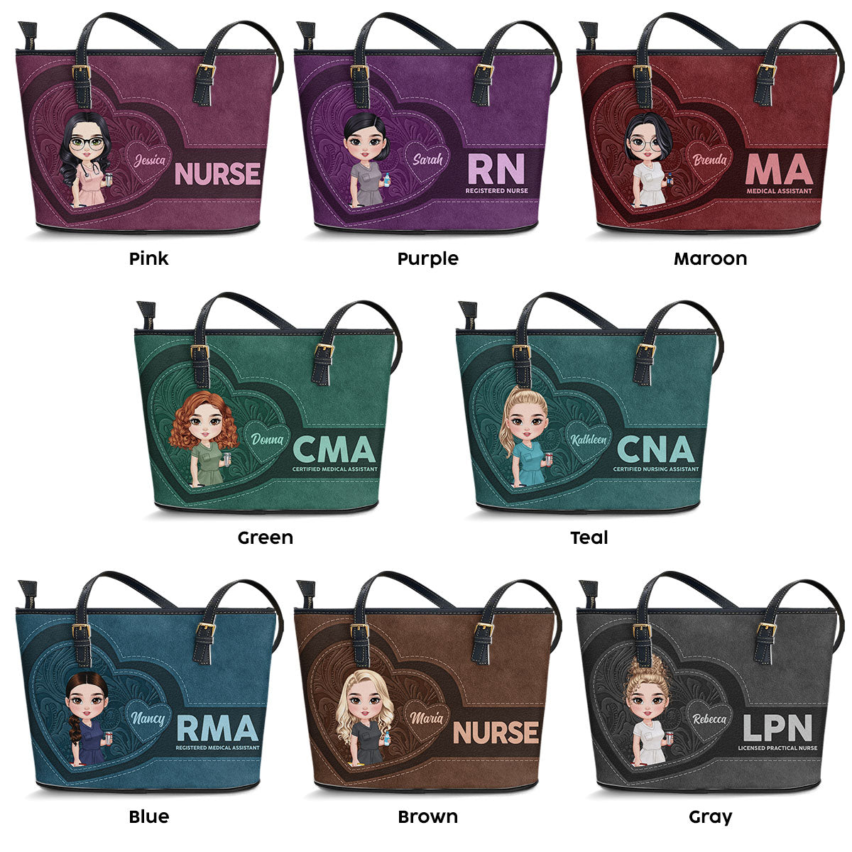 Sweet Nurse - Personalized Custom Nurse Leather Tote Bag