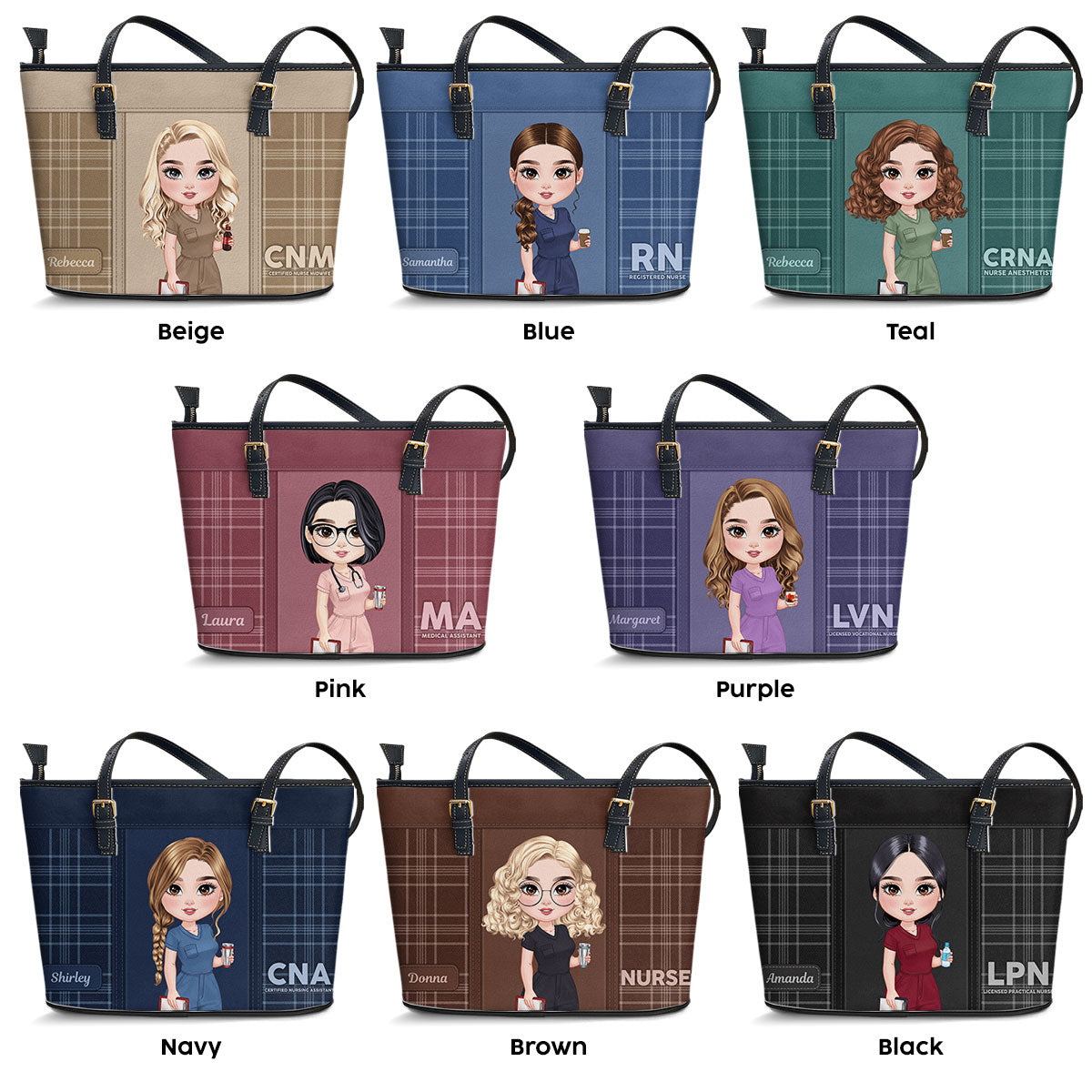 Chic Nurse Vibes - Personalized Custom Nurse Leather Tote Bag