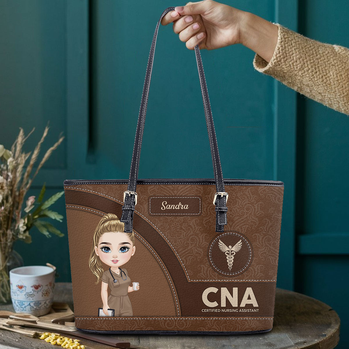 Gentle Nurse - Personalized Custom Nurse Leather Tote Bag