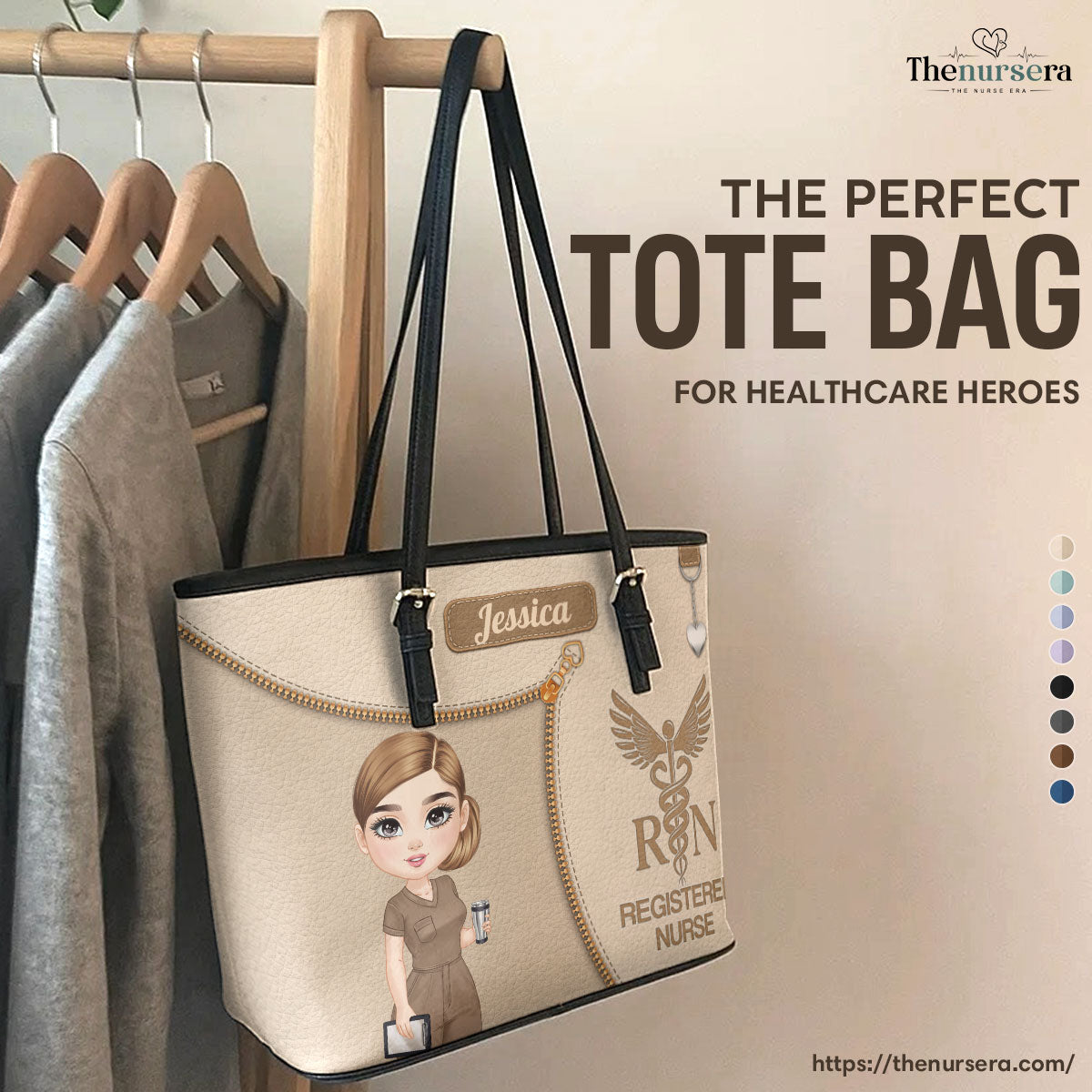 Watercolor Nurse - Personalized Custom Nurse Leather Tote Bag
