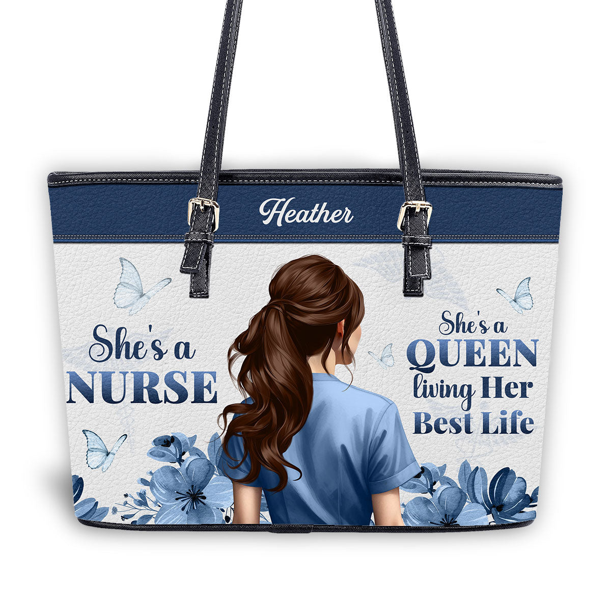 Nurse Best Life Personalized Custom Nurse Leather Tote Bag