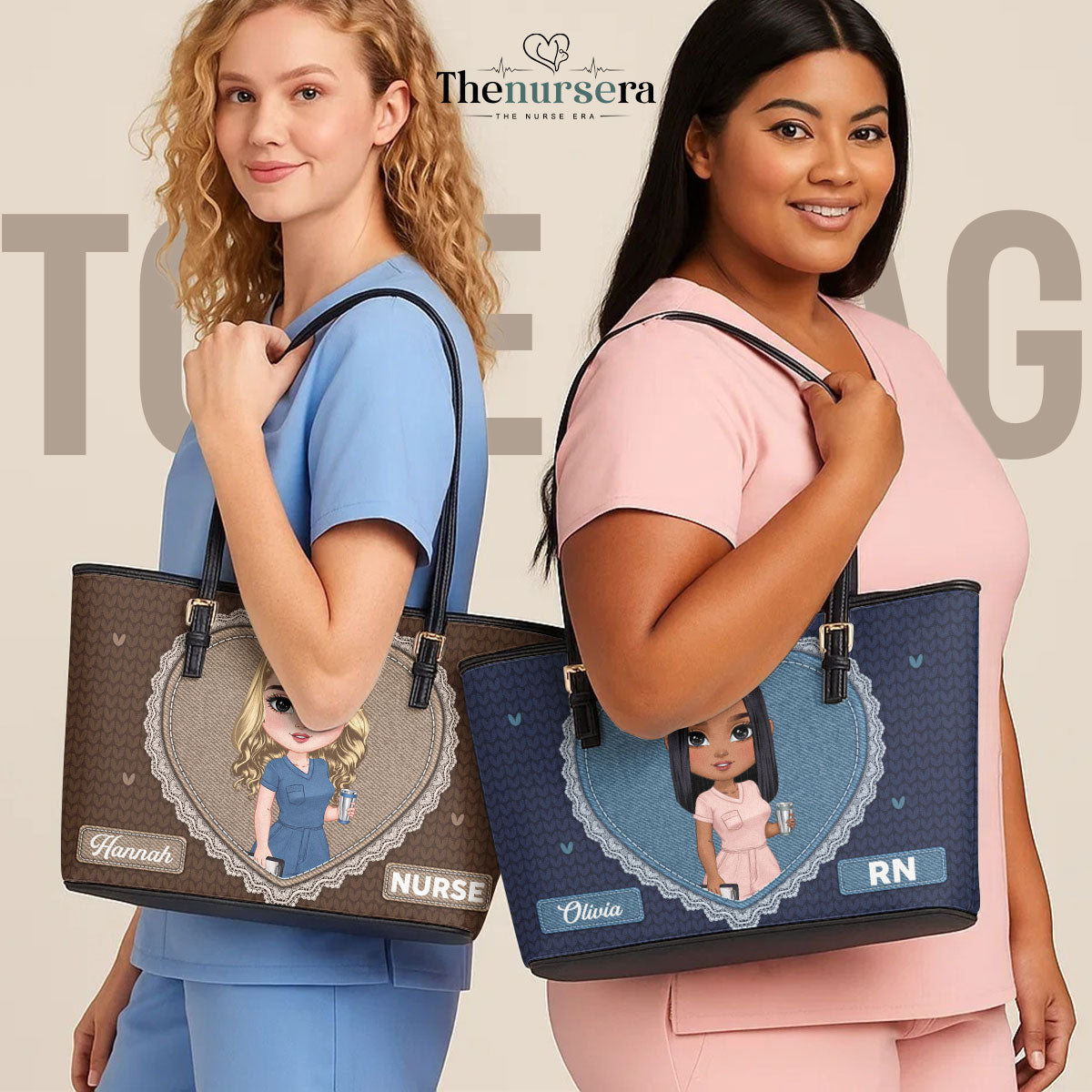 Just A Happy Nurse - Personalized Custom Nurse Leather Tote Bag