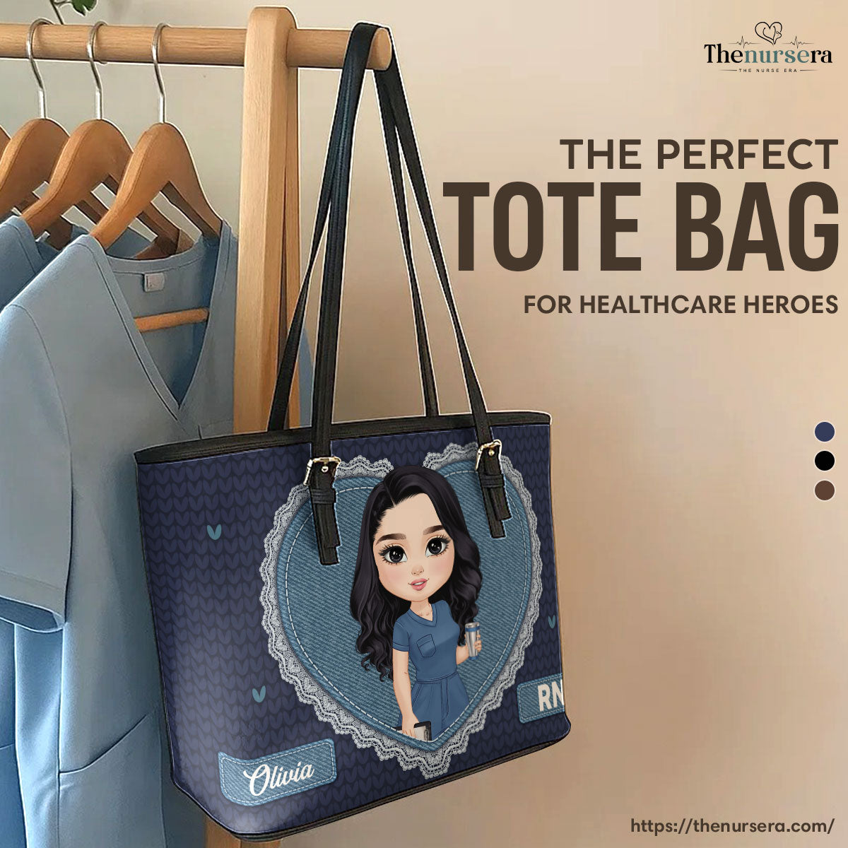 Just A Happy Nurse - Personalized Custom Nurse Leather Tote Bag