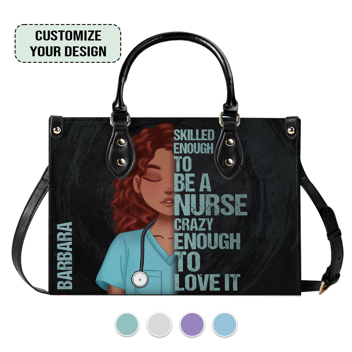 Skilled Nurse Comic - Personalized Custom Leather Handbag