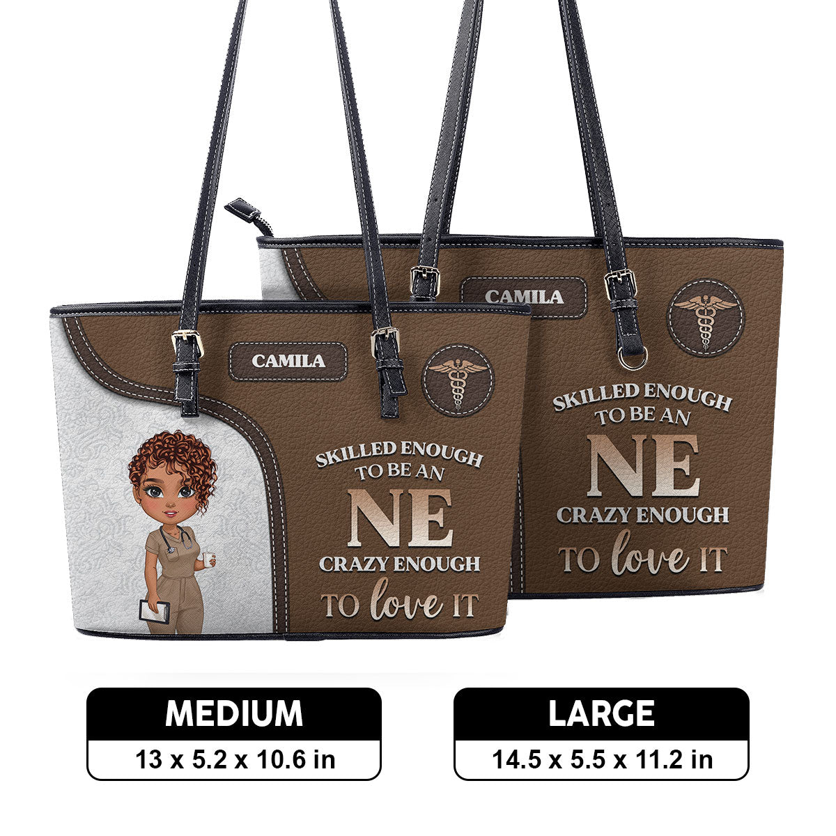 Nurse Skilled Enough - Personalized Custom Nurse Leather Tote Bag Deal