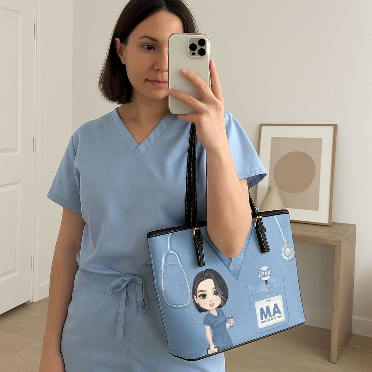 Real Nurse - Personalized Custom Nurse Leather Tote Bag