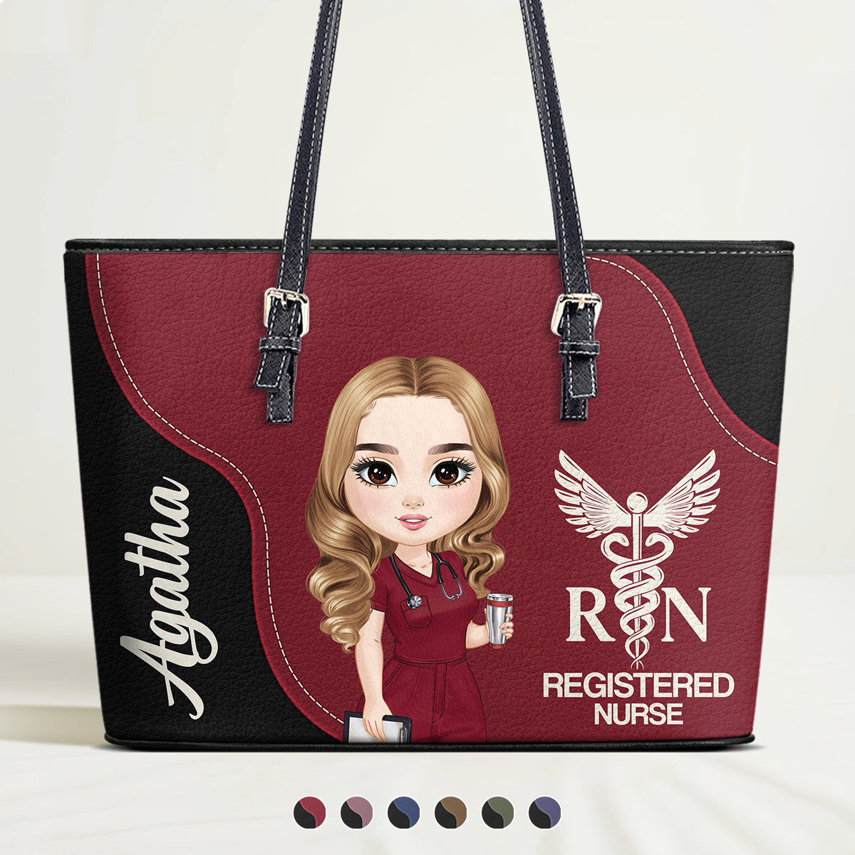 Nurse With Love - Personalized Custom Nurse Leather Tote Bag