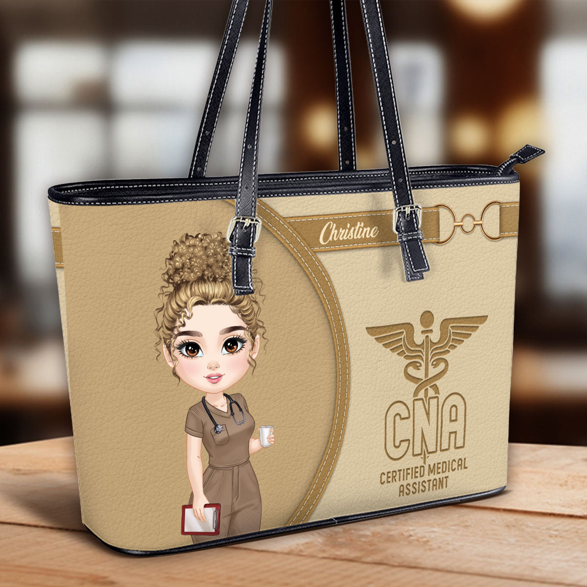 Nurse Love Scrubs - Personalized Custom Nurse Leather Tote Bag