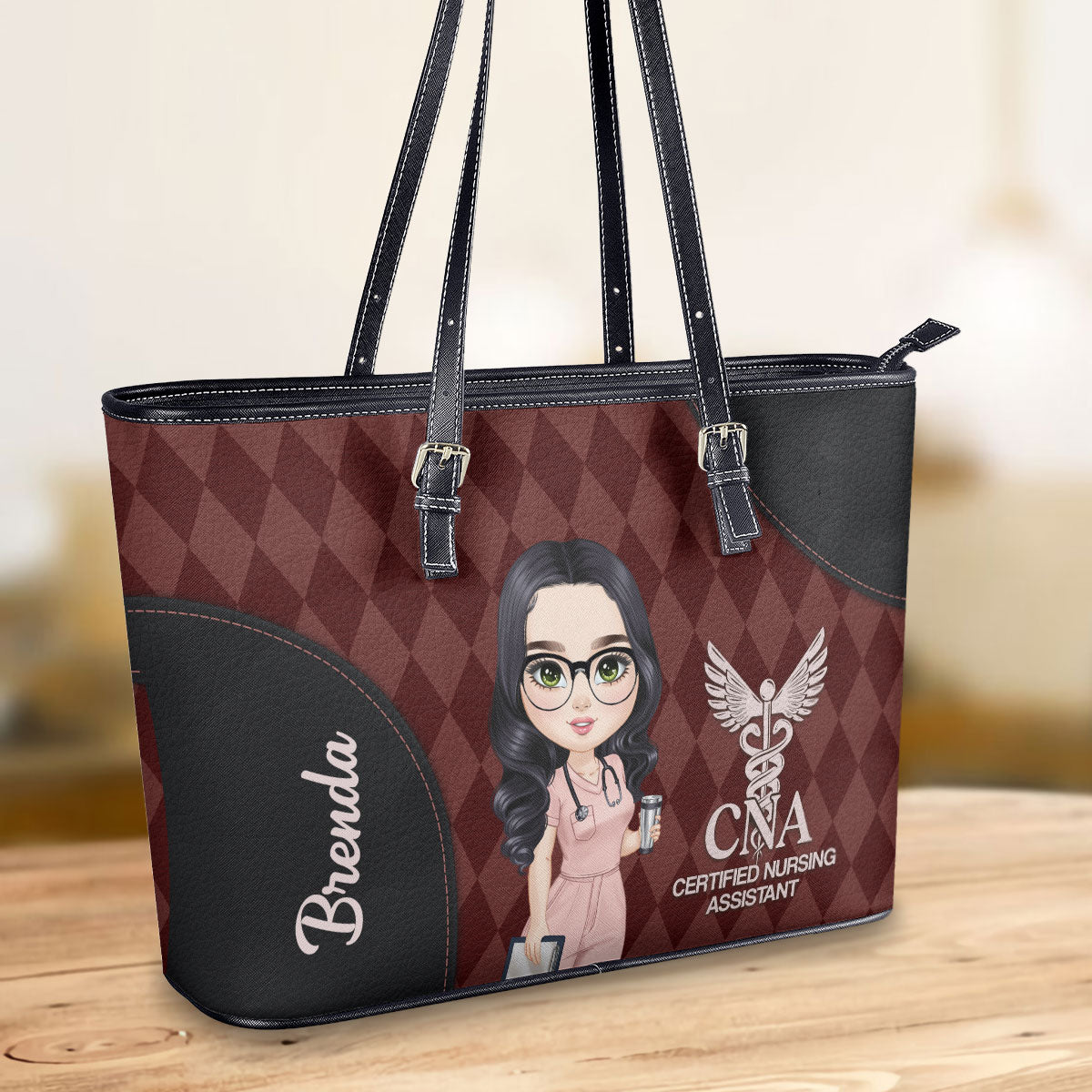 Nurse With Crazy Life - Personalized Custom Nurse Leather Tote Bag