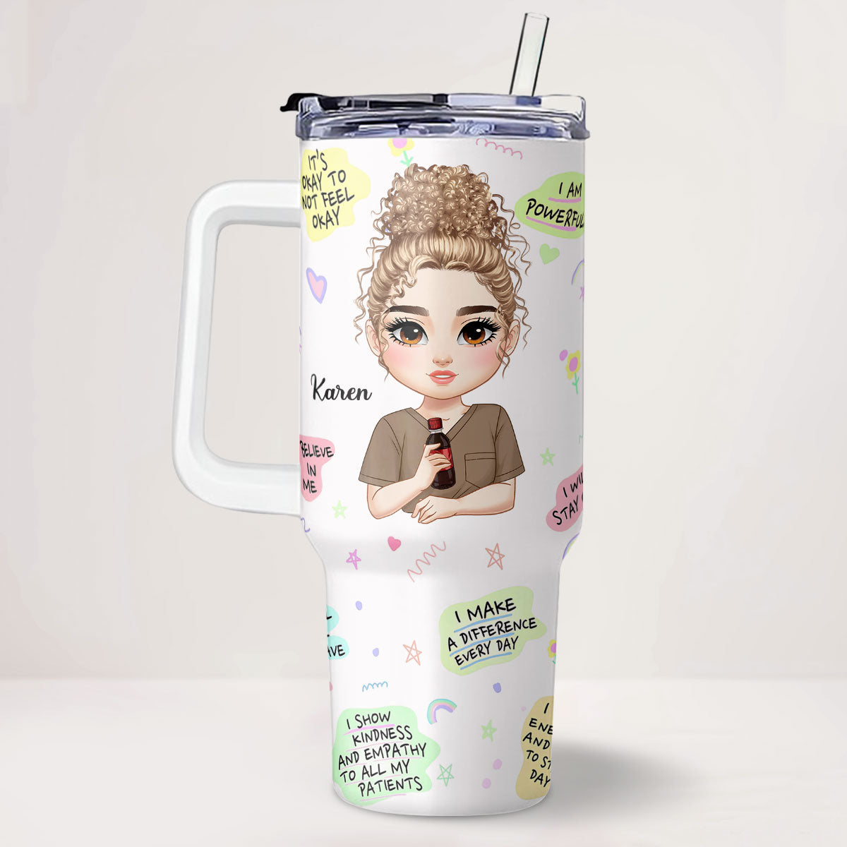 Nurse Affirmations - Personalized Nurse 40oz Tumbler With Handle