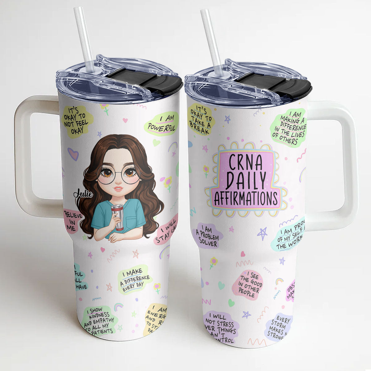 Nurse Affirmations - Personalized Nurse 40oz Tumbler With Handle