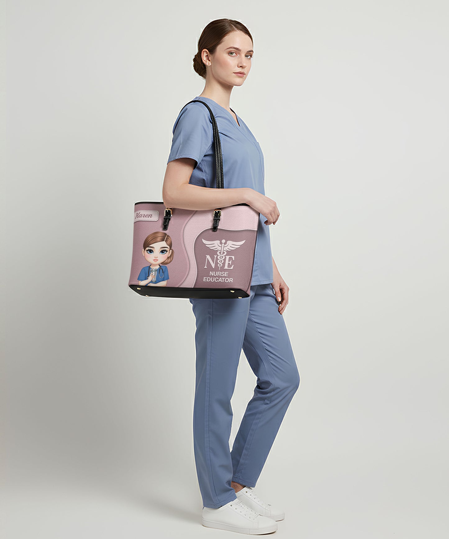 Nurse Timeless Style - Personalized Custom Nurse Leather Tote Bag