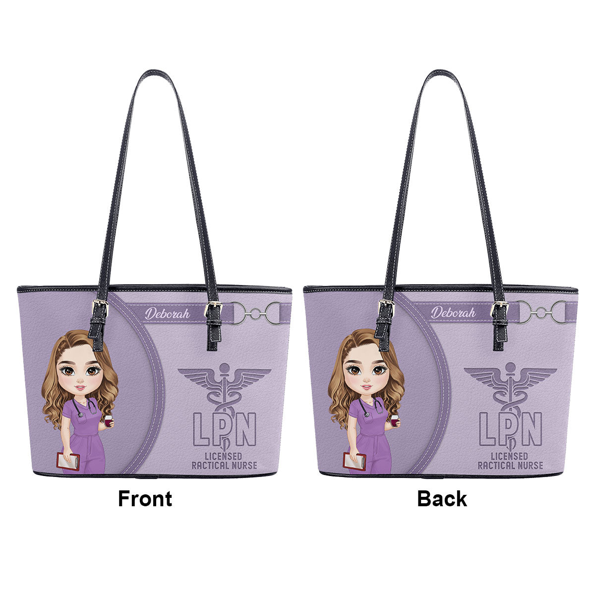 Nurse Love Scrubs - Personalized Custom Nurse Leather Tote Bag