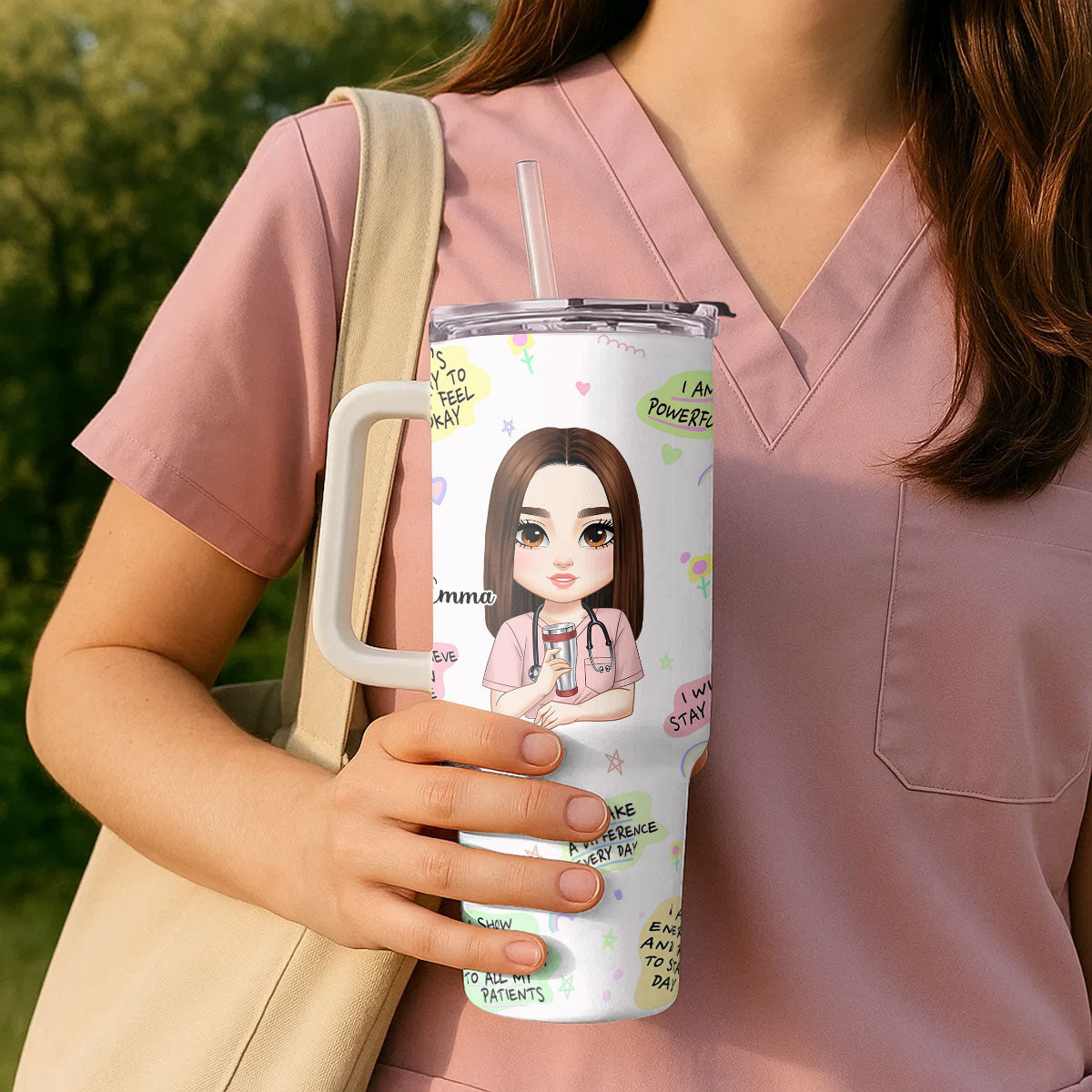 Nurse Affirmations - Personalized Nurse 40oz Tumbler With Handle