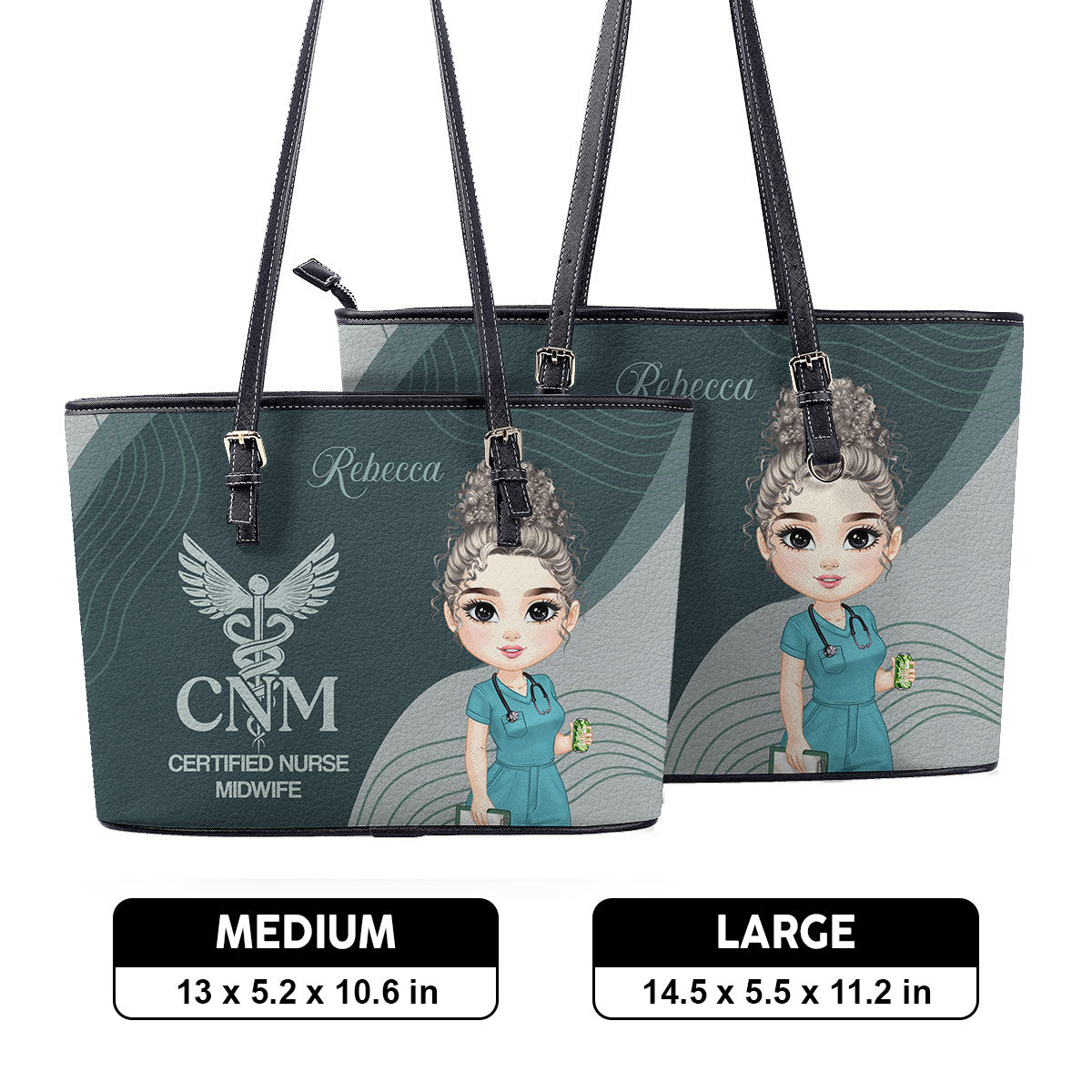 The Nurse - Personalized Custom Nurse Leather Tote Bag