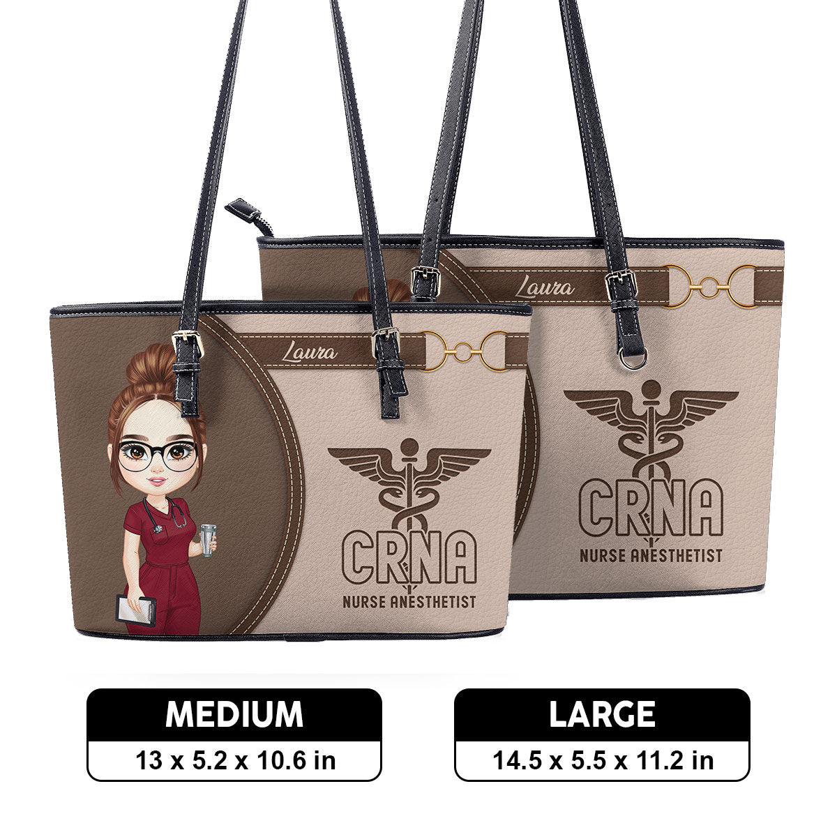 Nurse Love Scrubs - Personalized Custom Nurse Leather Tote Bag