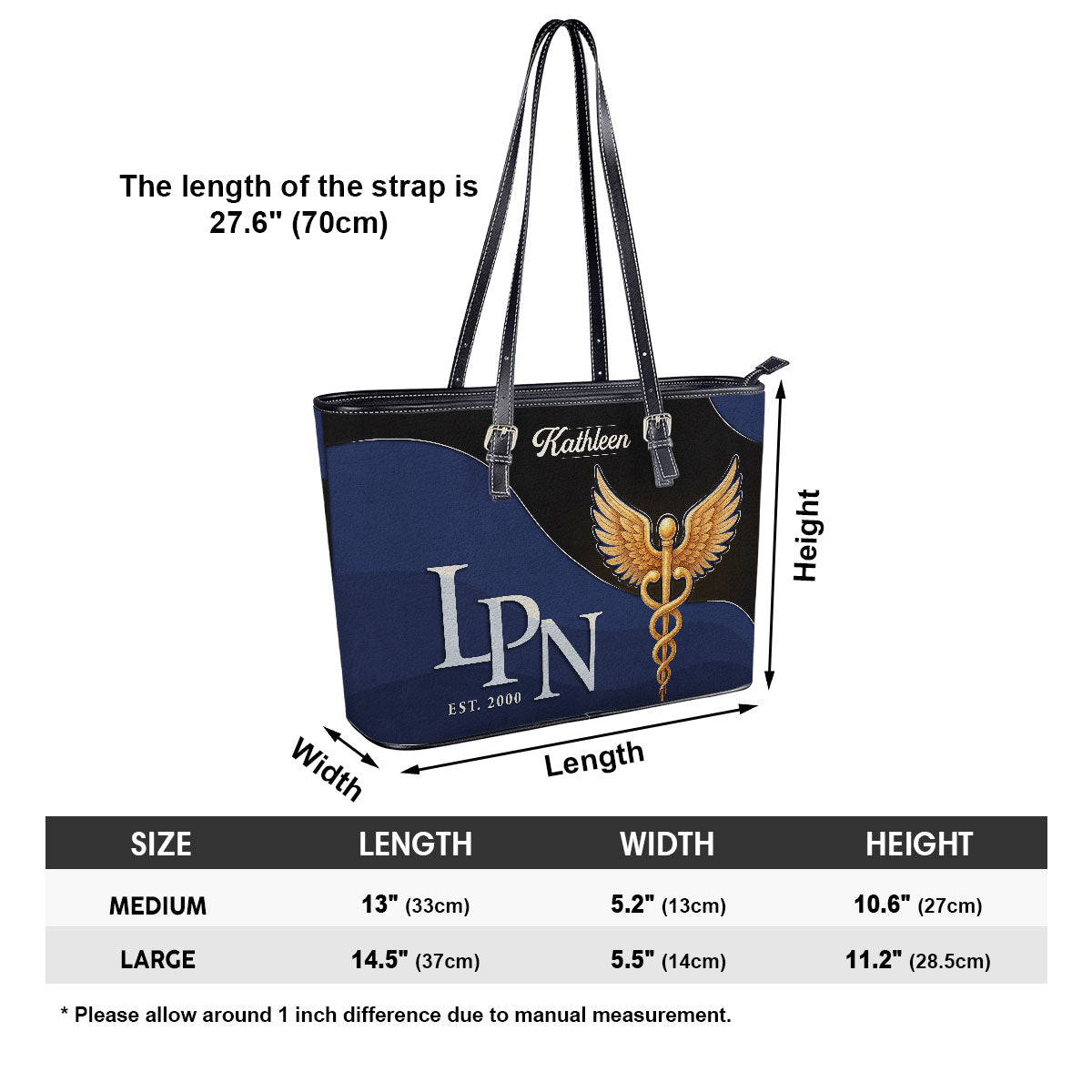 Nurse Signature - Personalized Custom Nurse Leather Tote Bag