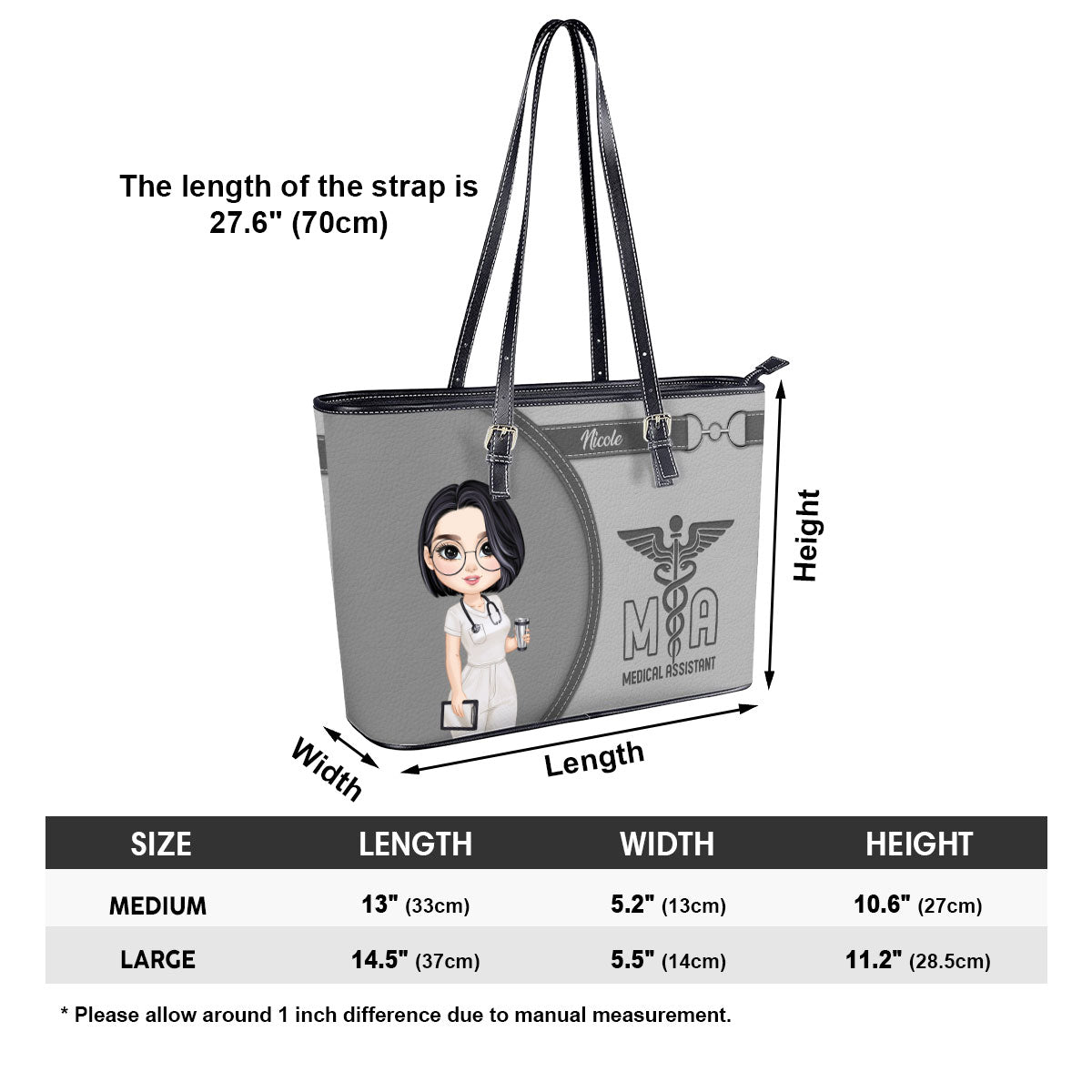 Nurse Love Scrubs - Personalized Custom Nurse Leather Tote Bag