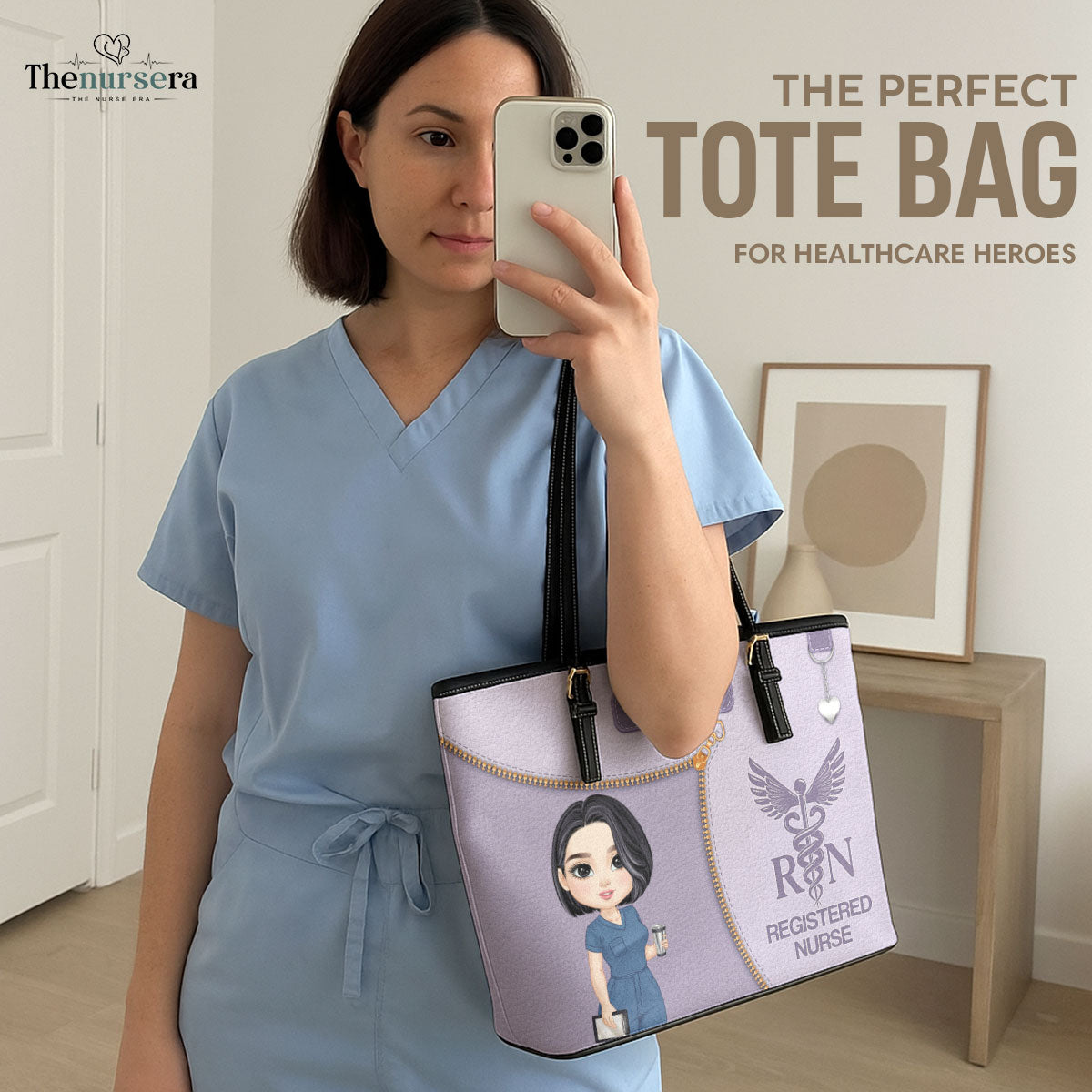 Watercolor Nurse - Personalized Custom Nurse Leather Tote Bag