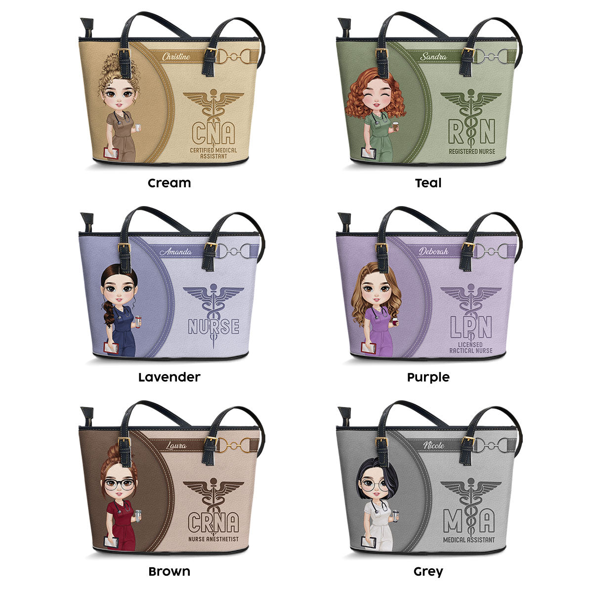 Nurse Love Scrubs - Personalized Custom Nurse Leather Tote Bag