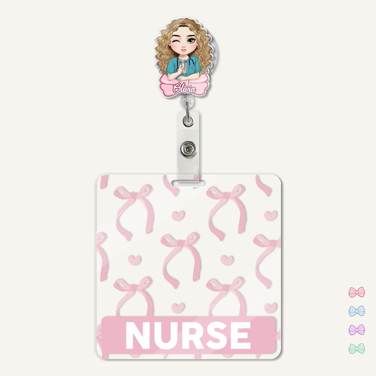 Bow Nurse - Personalized Nurse Badge Reel & Buddy Set