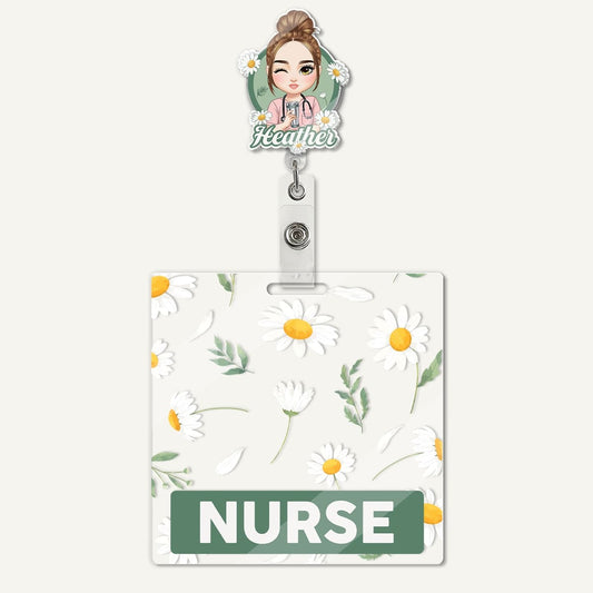 Daisy Love - Personalized Nurse Badge Reel & Buddy Set