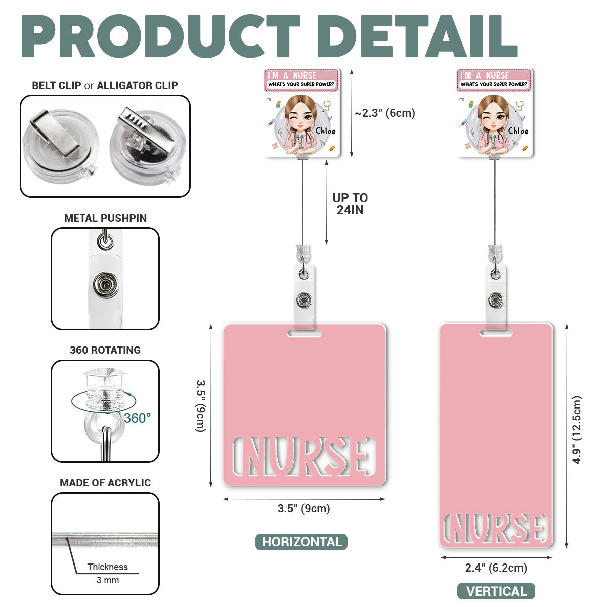 Superpower Nurse - Personalized Nurse Badge Reel & Buddy Set
