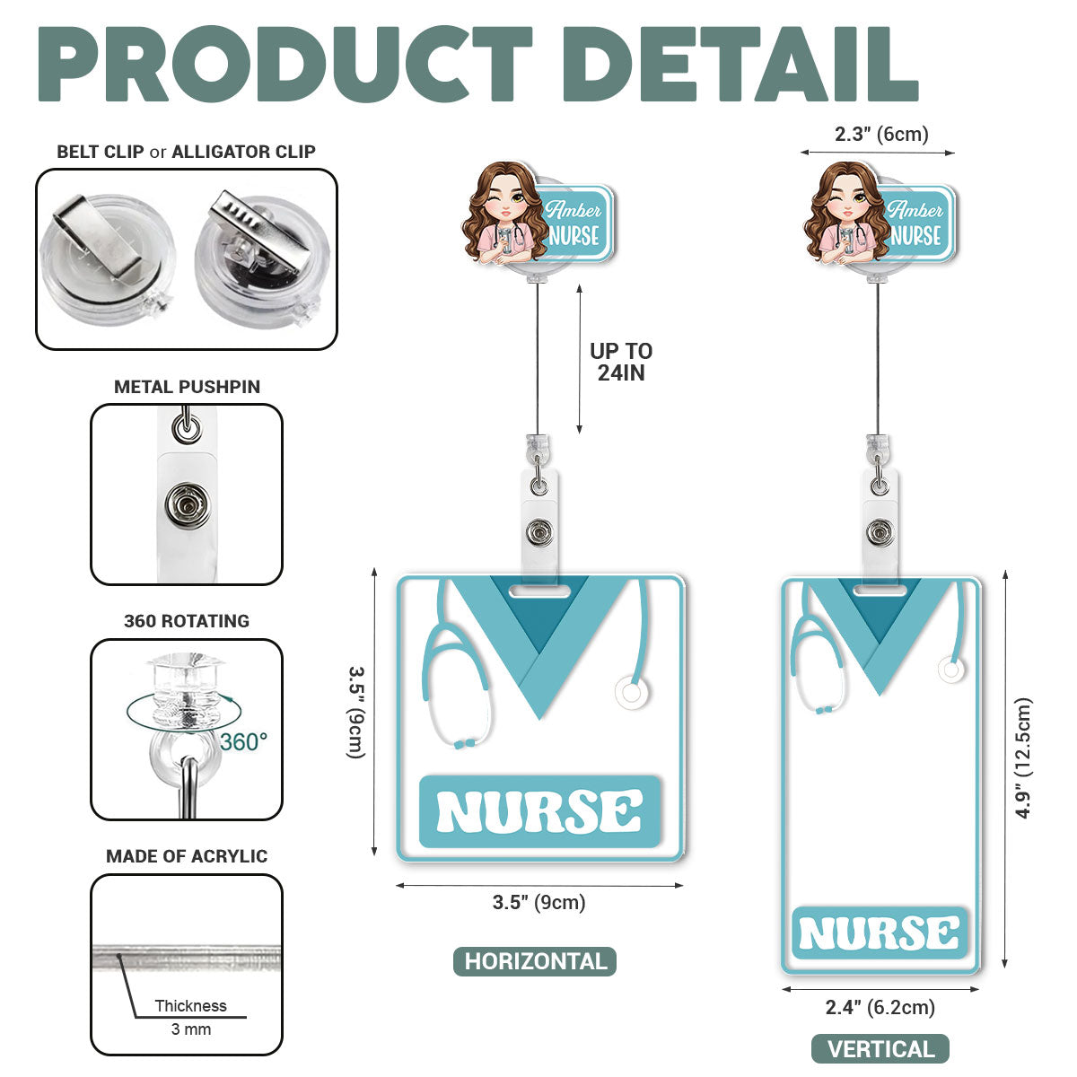 Basic Scrub - Personalized Nurse Badge Reel & Buddy Set