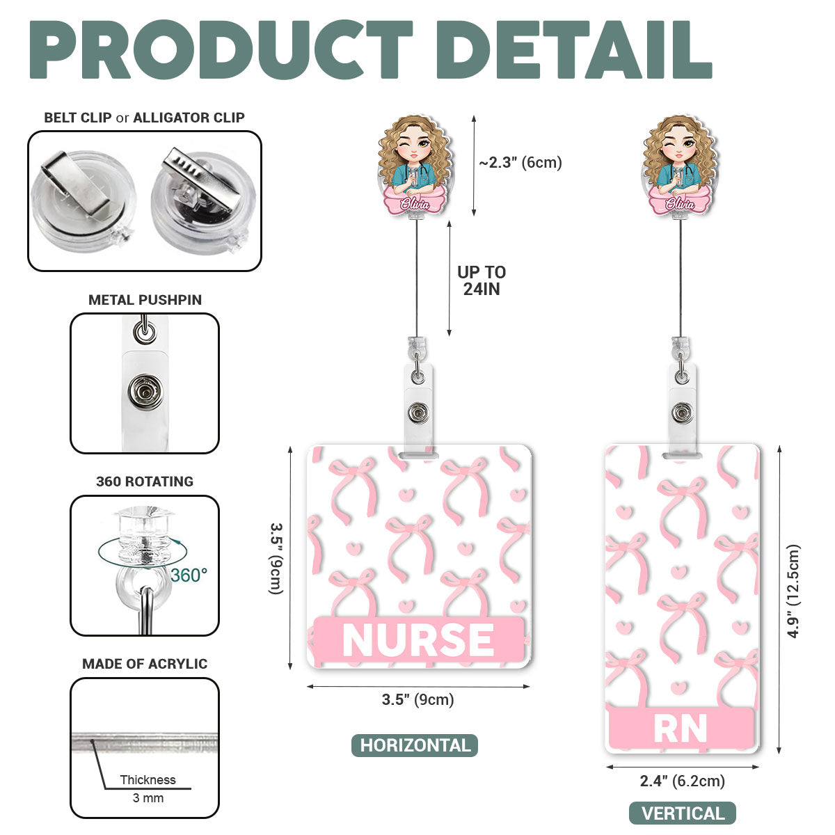Bow Nurse - Personalized Nurse Badge Reel & Buddy Set