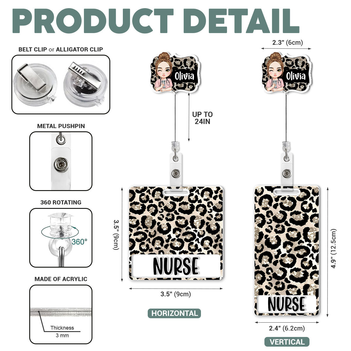 Leopard Vibe Nurse - Personalized Nurse Badge Reel & Buddy Set