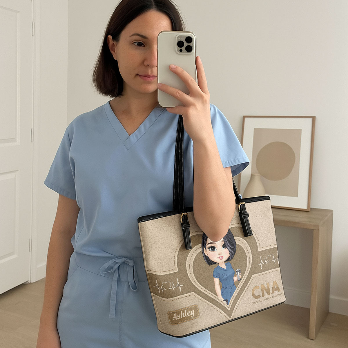 The Scrub Life - Personalized Custom Nurse Leather Tote Bag
