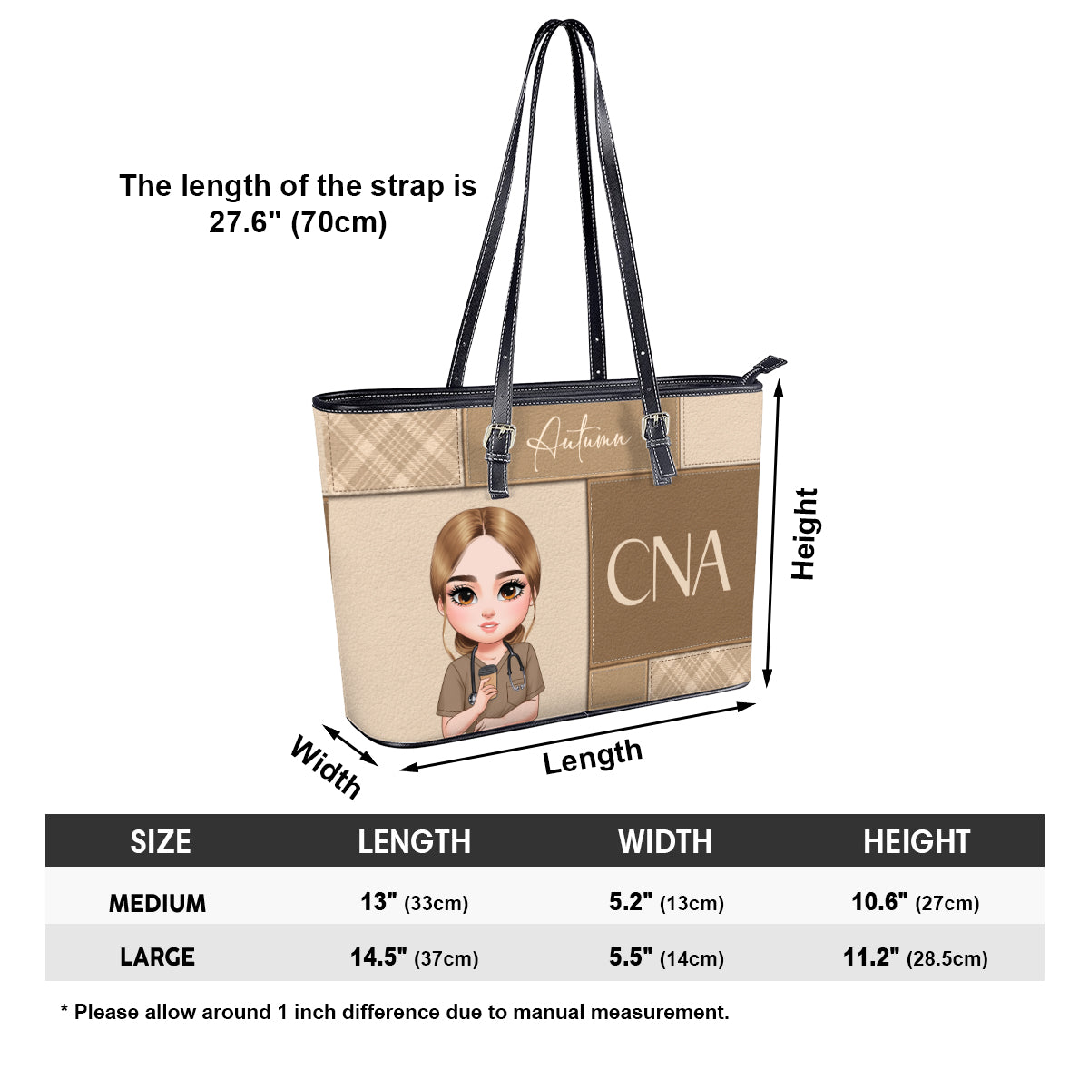 Nurse Est 2025 - Personalized Custom Nurse Leather Tote Bag