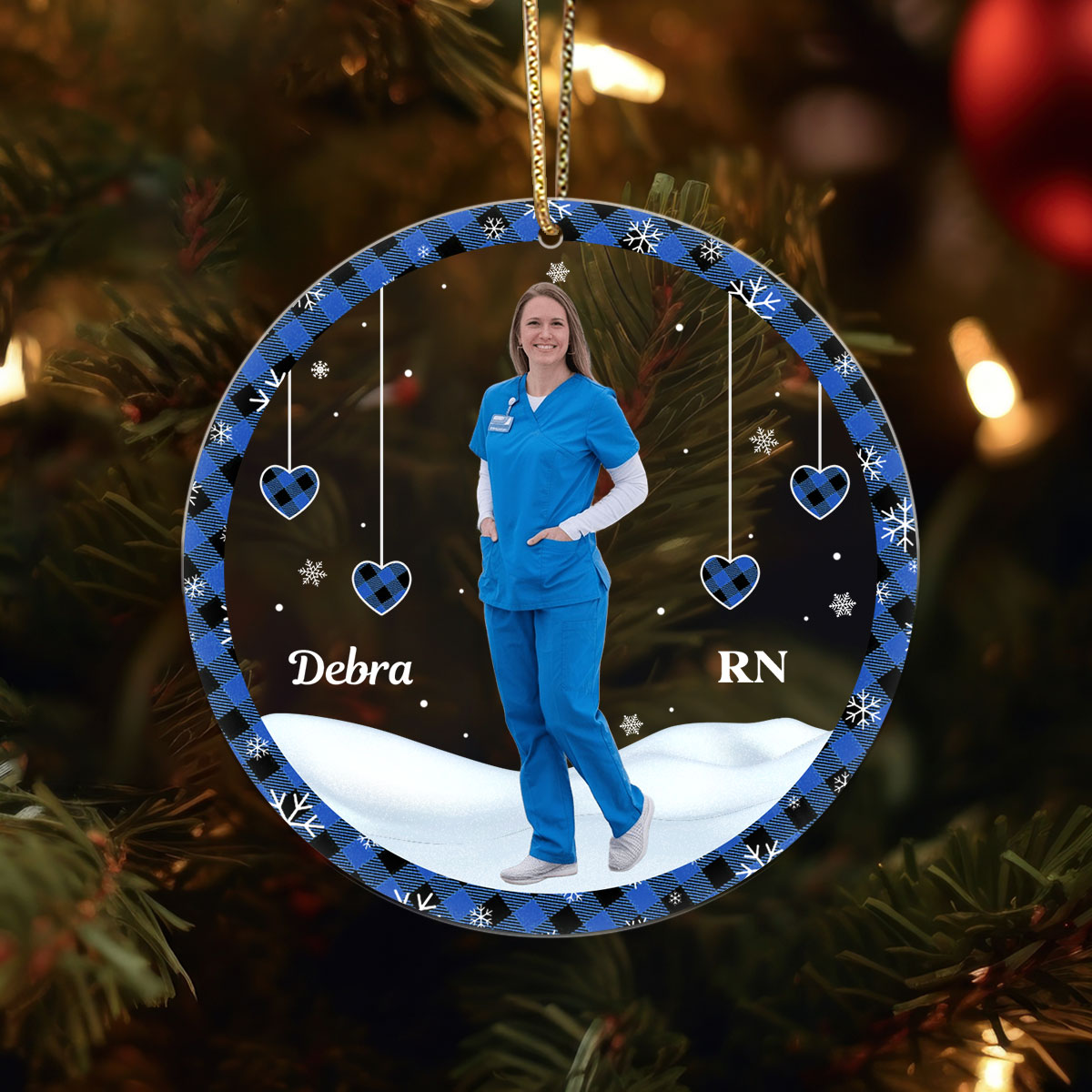 Gingham Nurse - Personalized Nurse Acrylic Ornament