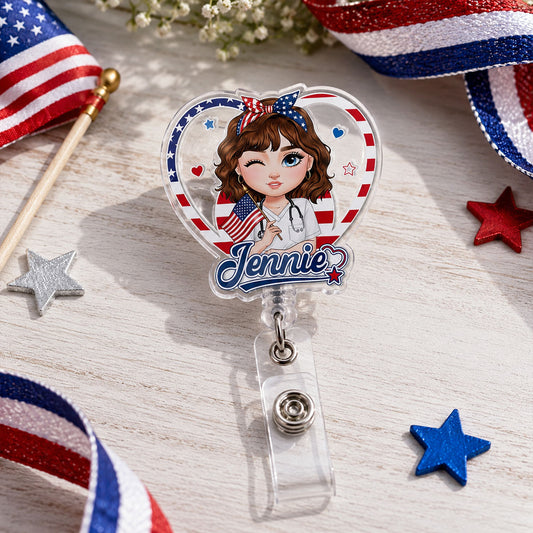 Sweet Nurse Patriot - Personalized Nurse Badge Reel