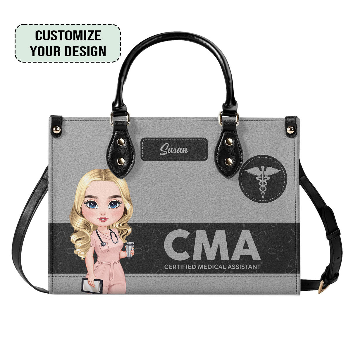 Nurse From Heart - Personalized Custom Leather Handbag