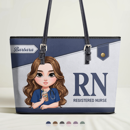 Diligent Nurse - Personalized Custom Nurse Leather Tote Bag