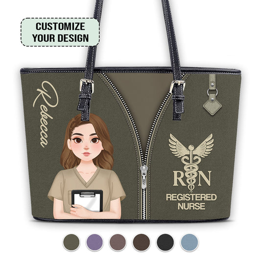 Nurse Modern Style - Personalized Custom Nurse Leather Tote Bag