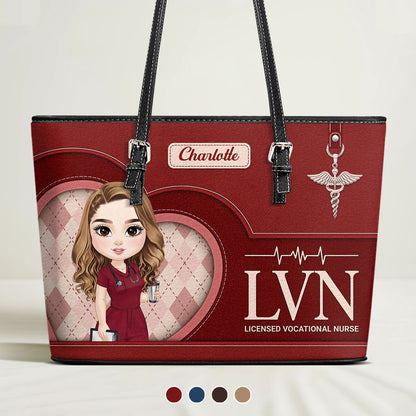 Glowing Nurse Style - Personalized Custom Nurse Leather Tote Bag