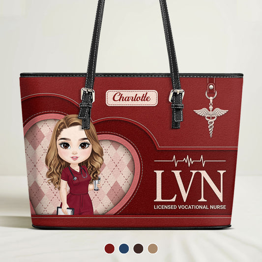 Glowing Nurse Style - Personalized Custom Nurse Leather Tote Bag