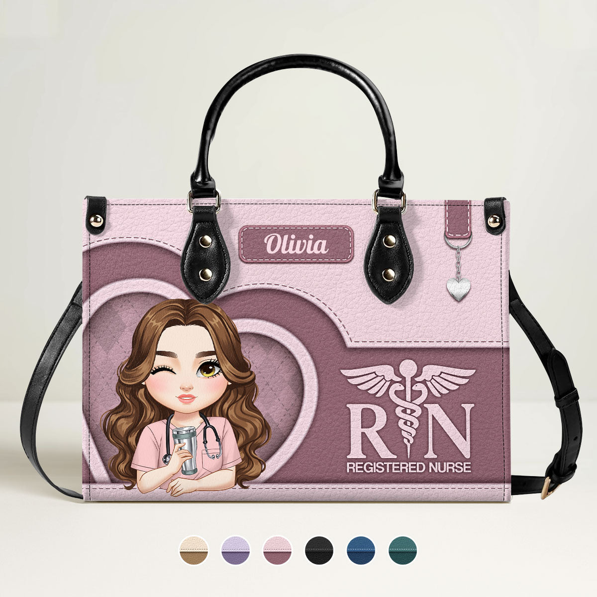 Nurse With Beautiful Heart - Personalized Custom Leather Handbag