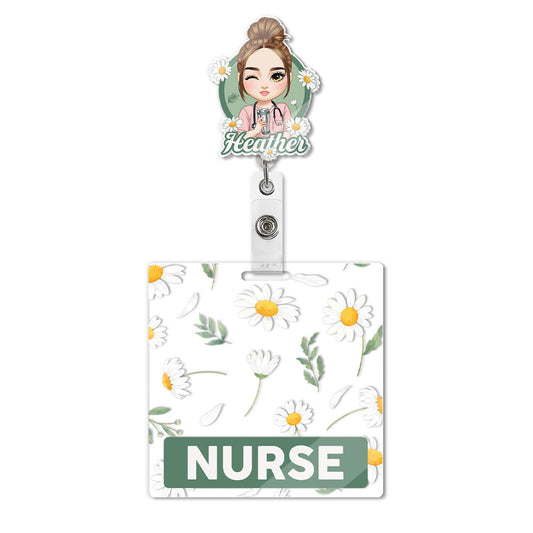 Daisy Love - Personalized Nurse Badge Reel & Buddy Set