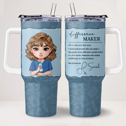 Difference Maker - Personalized Nurse 40oz Tumbler With Handle