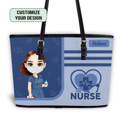 Personalized Custom Nurse Leather Tote Bag