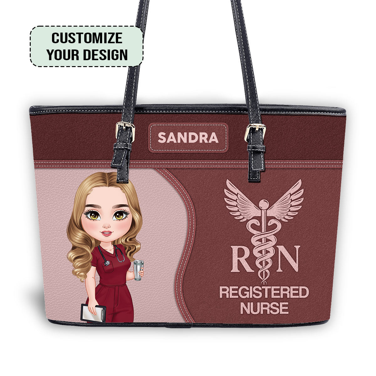 Number One Nurse - Personalized Custom Nurse Leather Tote Bag