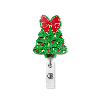 Christmas Tree Bow - Badge Reel for Nurses