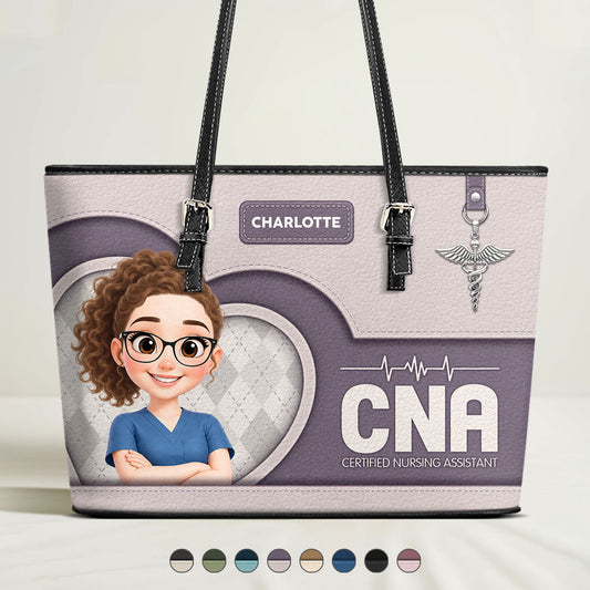 Delightful Nurse Style - Personalized Custom Nurse Leather Tote Bag