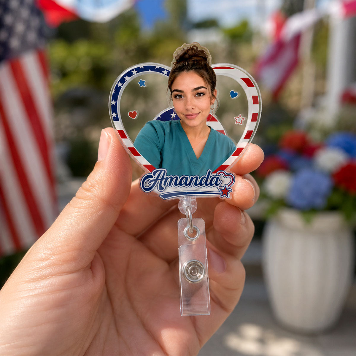 Sweet Nurse Patriot - Personalized Nurse Badge Reel